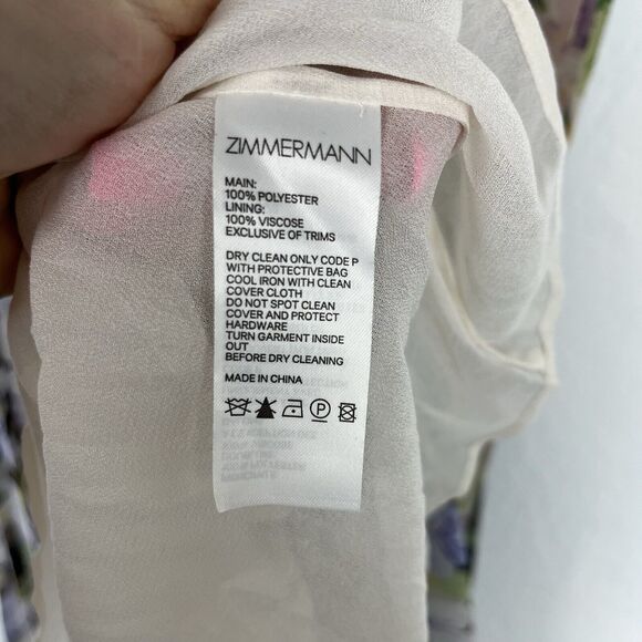 ZIMMERMANN NINETY-SIX PLEATED SLIP DRESS (2) Medium Floral Midi Spaghett… - Picture 7 of 8